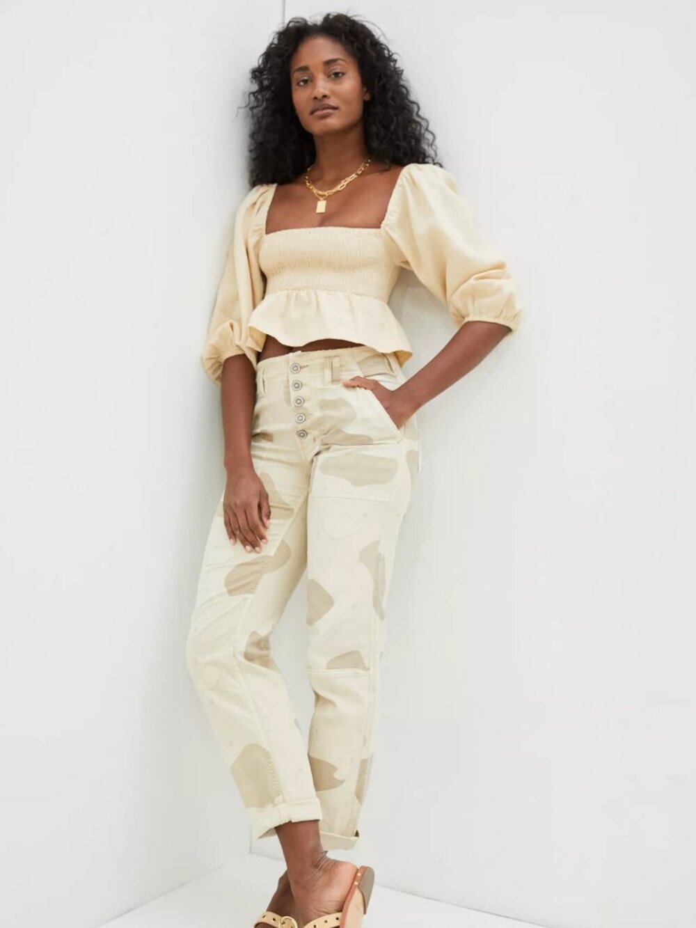 ANTHROPOLOGIE The Wanderer Floral Embroidered Camo Canvas Utility Pants, Size 27